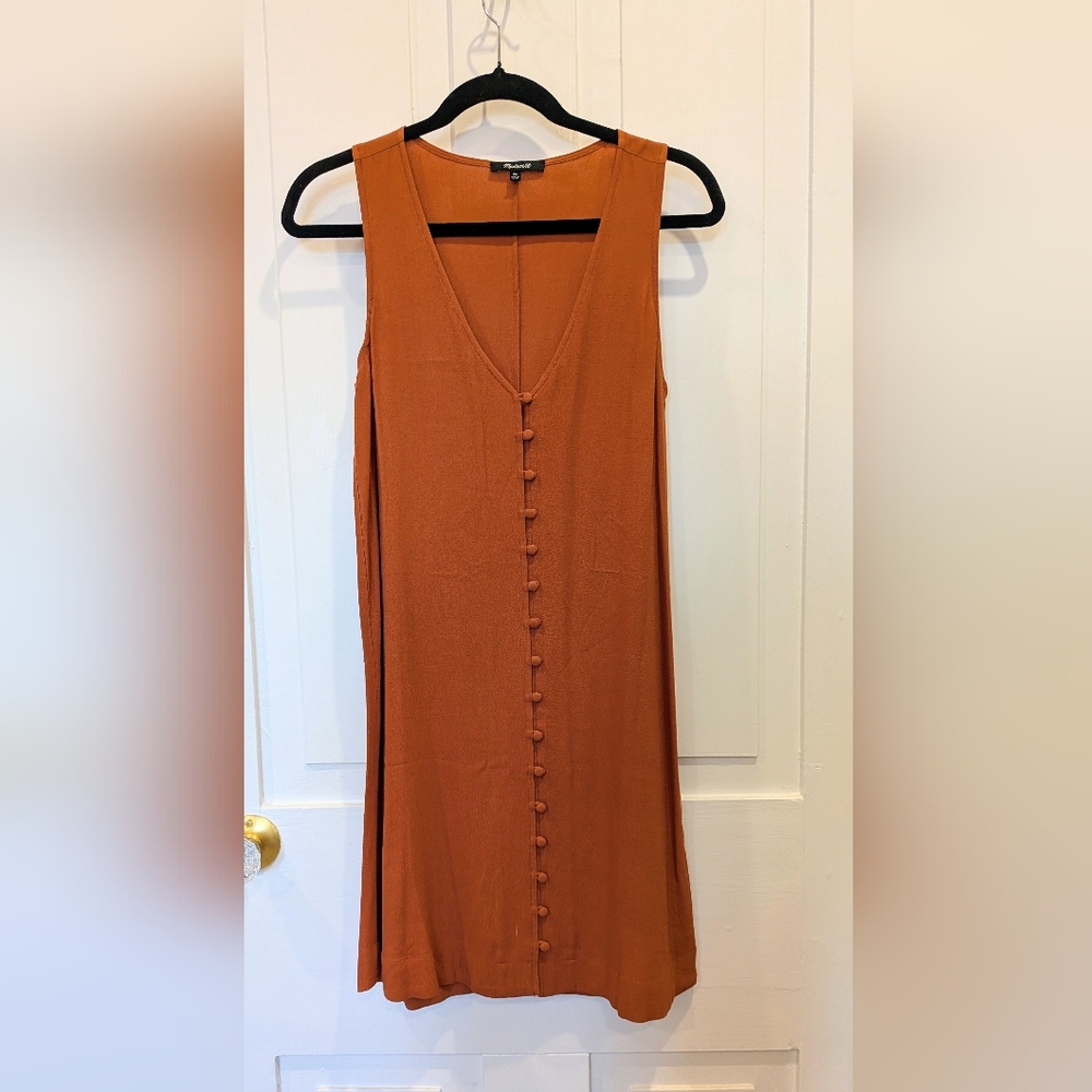 Madewell Rust Button-Front Sleeveless Dress